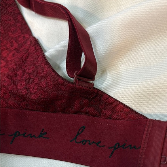 PINK Victoria's Secret Wear Everywhere, Burgundy Lace Animal Print Bra, 36DD - Picture 3 of 10